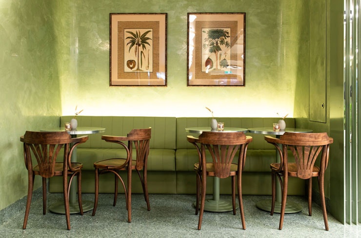 Green booths at Sammy Junior.